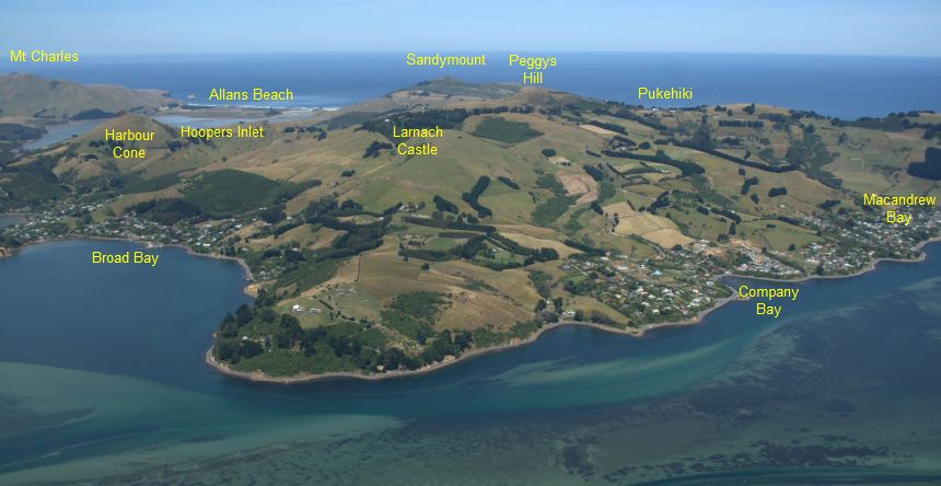 Aerial view of Otago Peninsula